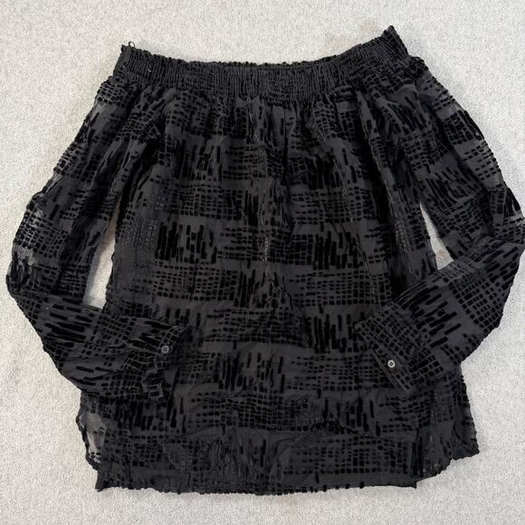 Bailey 44 Tops - Bailey 44 Velvet Burnout Off Shoulder Blouse Women's Small Black Geometric